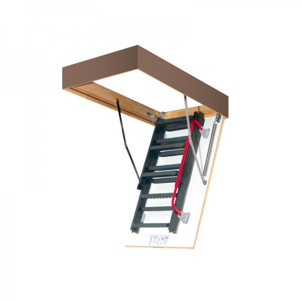 FAKRO (ФАКРО) Складная металлическая чердачная лестница с поручнем LMK 60*120*280