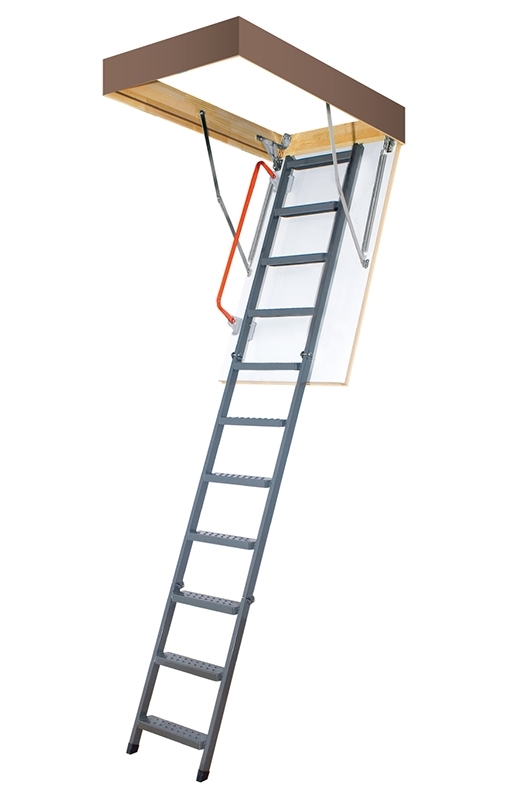 FAKRO (ФАКРО) Складная металлическая чердачная лестница с поручнем LMK 70*120*280